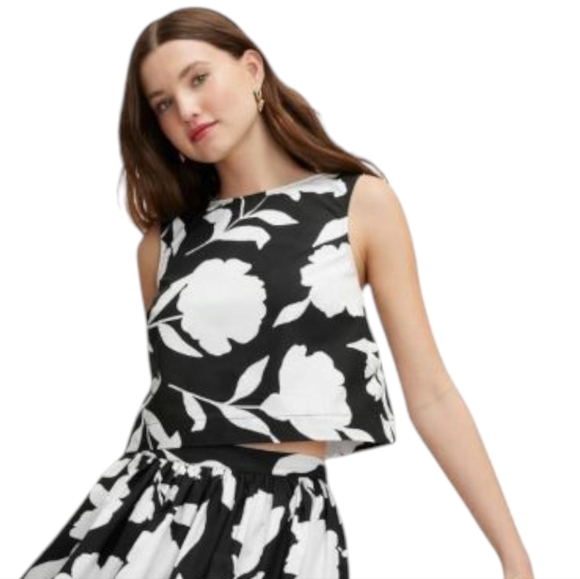 NWT Kate Spade New York x Target Black & White Floral Sleeveless Top Small - Picture 1 of 7